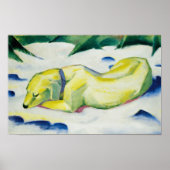 Dog Lying in the Snow Gemälde von Franz Marc Poster (Vorne)