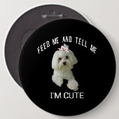 Dog maltesisch Niedlich maltesischer Hund Funny Qu Button (Vorne & Hinten)
