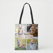 DOG MAMA 4 Foto Collage Paw Print Heft Tasche (Vorderseite)