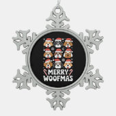 Dog Mama Christmas Merry Woofmas Hund Lover Schneeflocken Zinn-Ornament (Vorderseite)