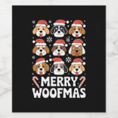 Dog Mama Christmas Merry Woofmas Hund Lover Weinetikett (Einzelnes Label)
