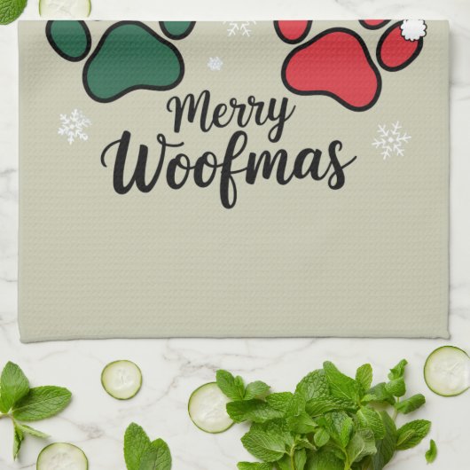 Dog Mama Christmas Merry Woofmas Hund Lover Xmas Geschirrtuch (Gefaltet)