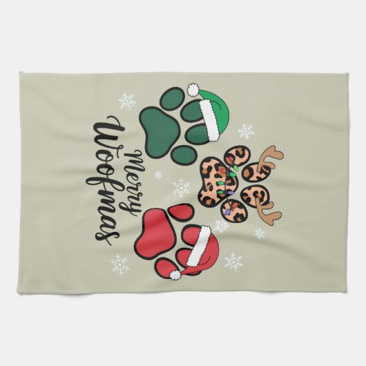 Dog Mama Christmas Merry Woofmas Hund Lover Xmas Geschirrtuch (Horizontal)