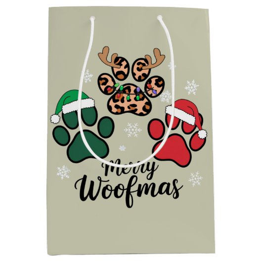 Dog Mama Christmas Merry Woofmas Hund Lover Xmas Mittlere Geschenktüte (Vorderseite)
