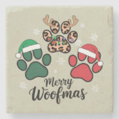 Dog Mama Christmas Merry Woofmas Hund Lover Xmas Steinuntersetzer (Vorderseite)
