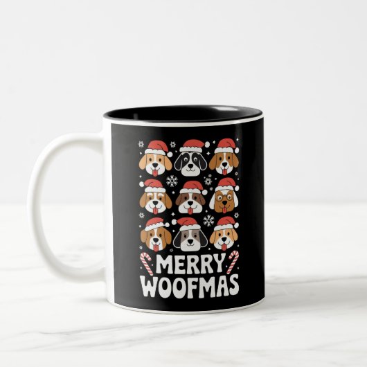 Dog Mama Christmas Merry Woofmas Hund Lover Zweifarbige Tasse (Links)