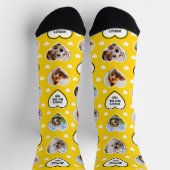 DOG MAMA Custom 4 Hauskatze Hund Herz Foto Gelb Socken (Oben)
