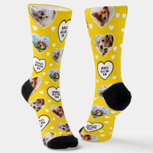 DOG MAMA Custom 4 Hauskatze Hund Herz Foto Gelb Socken