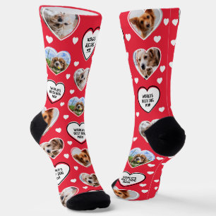 DOG MAMA Custom 4 Hauskatze Hund Herz Foto Rot Socken