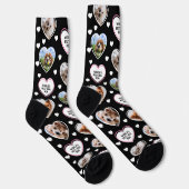 DOG MAMA Custom 4 Hauskatze Hund Herz Foto Schwarz Socken (Rechts)