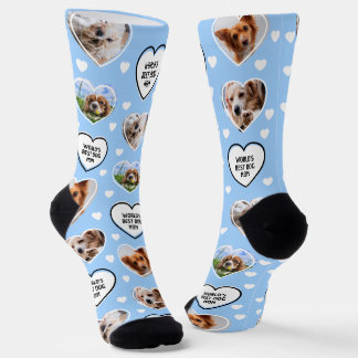 DOG MAMA Custom 4 Haustier Hund Herz Foto Light Bl Socken