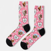 DOG MAMA Custom 4 Pet Cat Hund Herz Foto Rosa Socken (Linkes Detail)