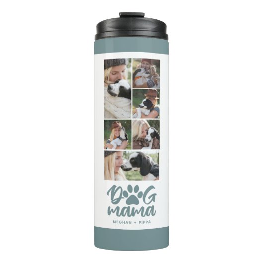 Dog Mama | Foto Grid Green Thermosbecher (Vorderseite)