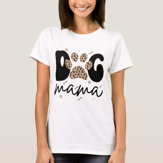 Dog Mama Leopard Muttertagsgeschenk T-Shirt (Vorderseite)