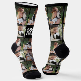 Dog Mama Paw Print Foto Novelty Socken
