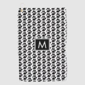 Dog-Mama Paw Print Monogram Golfhandtuch (Vorderseite)