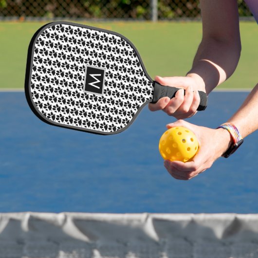 Dog-Mama Paw Print Monogram Pickleball Schläger (InSitu)