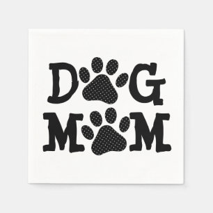 DOG MAMA Pawprints mit Polka Dots Serviette