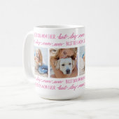DOG MAMA Personalisiert 4 Fotomaterial Trendy Pink Kaffeetasse (Vorderseite Links)
