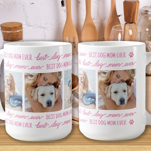 DOG MAMA Personalisiert 4 Fotomaterial Trendy Pink Kaffeetasse