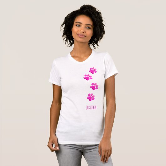 Dog Mama Pink Paw Prints Pet Lover Spaß T-Shirt (Vorne ganz)