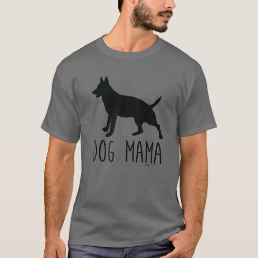 Dog Mama Silhouette Word Design T-Shirt (Vorderseite)