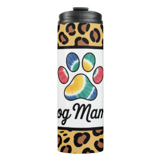 Dog Mama Tie-Dye Paw Print Leopard Pattern Design Thermosbecher
