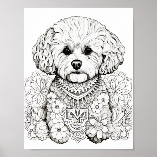Dog Mandala Adult Coloring Poster (Vorne)