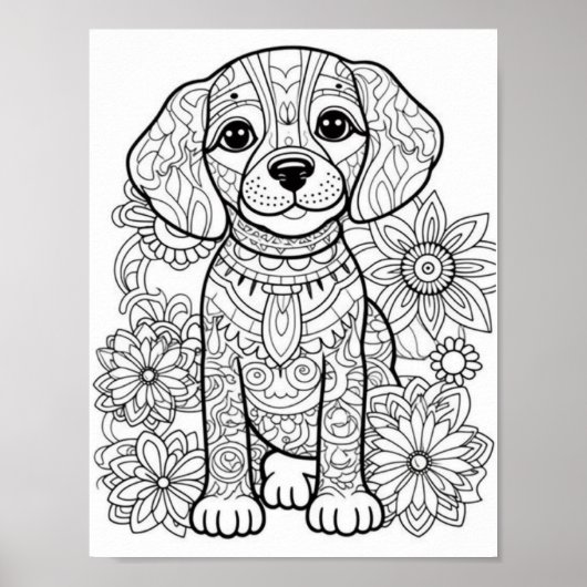 Dog Mandala Adult Coloring Poster (Vorne)