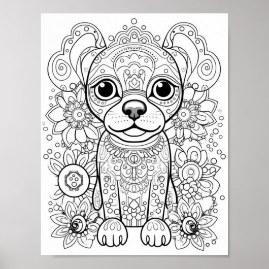 Dog Mandala Adult Coloring Poster (Vorne)