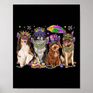 Dog Mardi Gras Festival Matching Party Dog Lover Poster