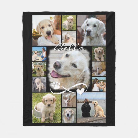 Dog Memorial 15 Foto Collage Beileid Keepake Fleecedecke (Vorderseite)