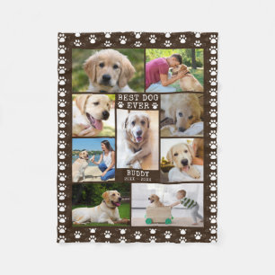 Dog Memorial BEST DOG EVA Foto Collage Brown Fleecedecke