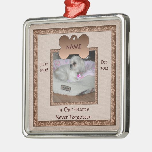 Dog Memorial Brown Tones Silbernes Ornament (Links)