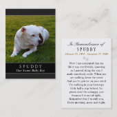 Dog Memorial Card - Moderne Schwarze Fotokarte Visitenkarte (Vorne/Hinten)