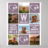 Dog Memorial Foto Collage Hardest Goodbye Poster (Vorne)