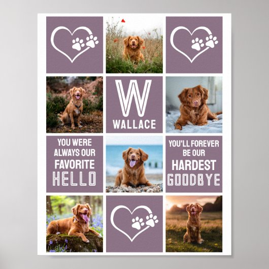 Dog Memorial Foto Collage Hardest Goodbye Poster (Vorne)