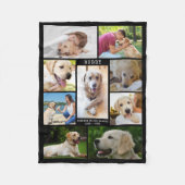 Dog Memorial Foto Collage Name Daten schwarz Fleecedecke (Vorderseite)