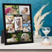 Dog Memorial Foto Collage Name Daten schwarz Fotoplatte (Seite)