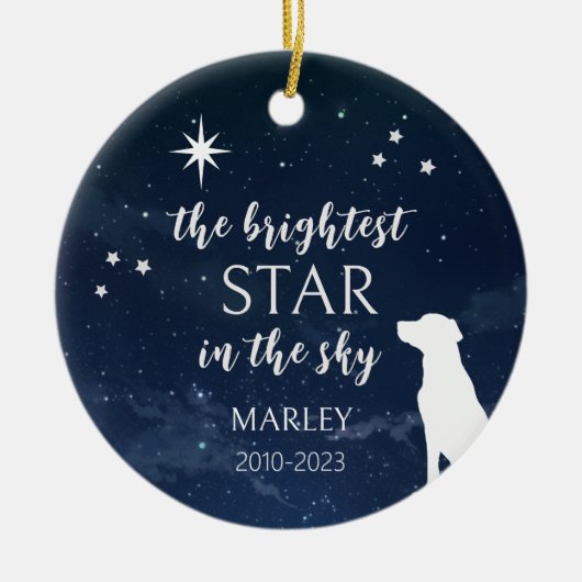 Dog Memorial Foto Whimsical Keramik Ornament (Vorne)