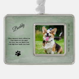 Dog-Memorial-Foto-Zitat Rahmen-Ornament Silber