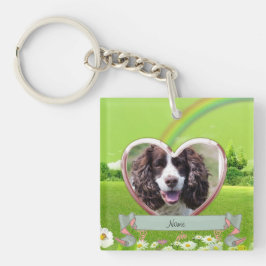 Dog Memorial Gift Field Daisies Personalisiert Schlüsselanhänger