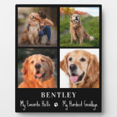 Dog Memorial Gift Pet Loss Custom 4 Foto Collage Fotoplatte (Vorderseite)