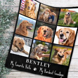Dog Memorial Gift Pet Loss Custom 9 Foto Collage Fleecedecke