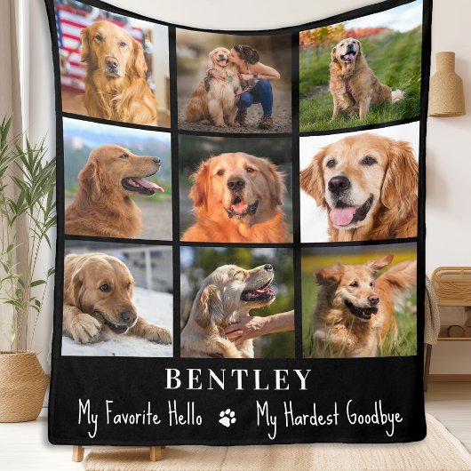 Dog Memorial Gift Pet Loss Custom 9 Foto Collage Fleecedecke