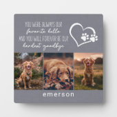 Dog Memorial Grau Linen Foto Collage Fotoplatte (Vorderseite)