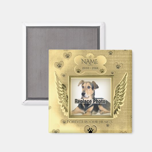 Dog Memorial Magnet (Vorderseite/Rückseite)