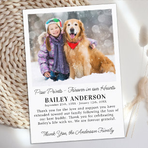 Dog Memorial Modernes Custom Foto Beileid Dankeskarte