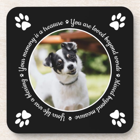 Dog Memorial Paw druckt Foto Beverage Coaster Getränkeuntersetzer (Vorderseite)