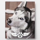 Dog Memorial Pawprint Heart Angel Wings Foto Fotoplatte (Vorderseite)